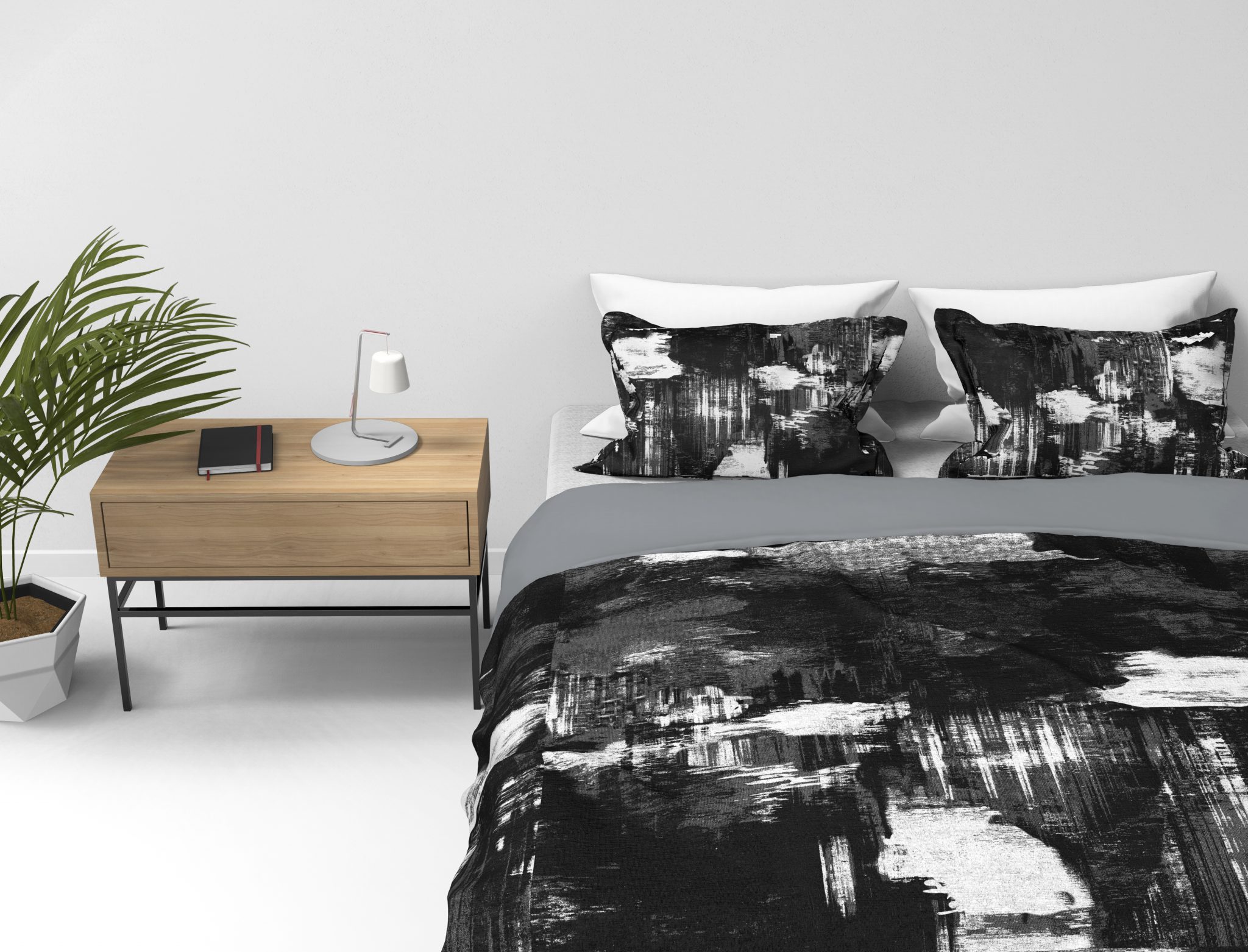 Kayori dekbedovertrek Itsuki Zwart/Wit - Afbeelding 2