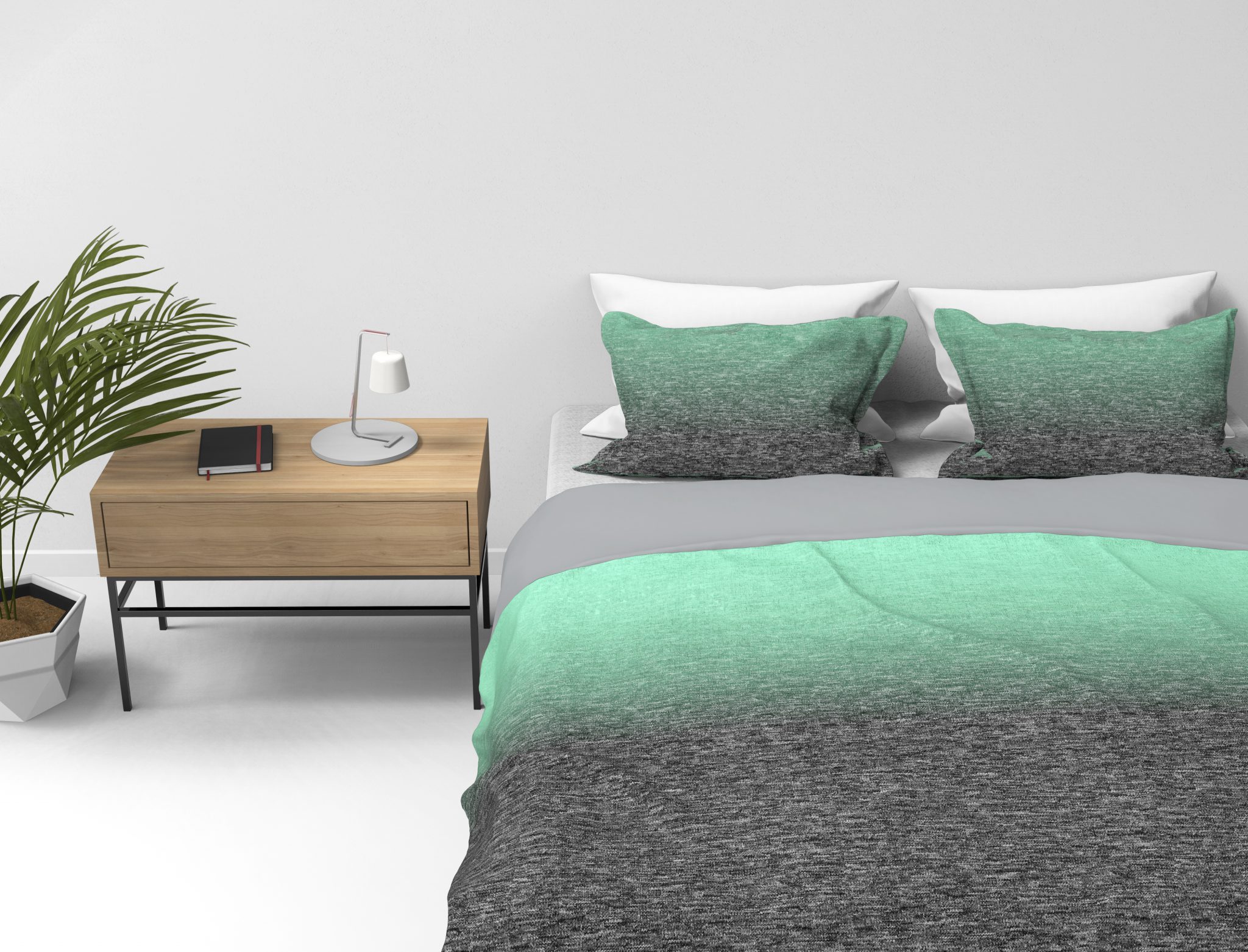 Kayori dekbedovertrek Shima Antracite/Lime - Afbeelding 2